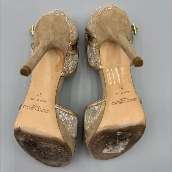 Jimmy Choo laced pattern D’Orsay high heels - size 37 - Picture 6 of 16